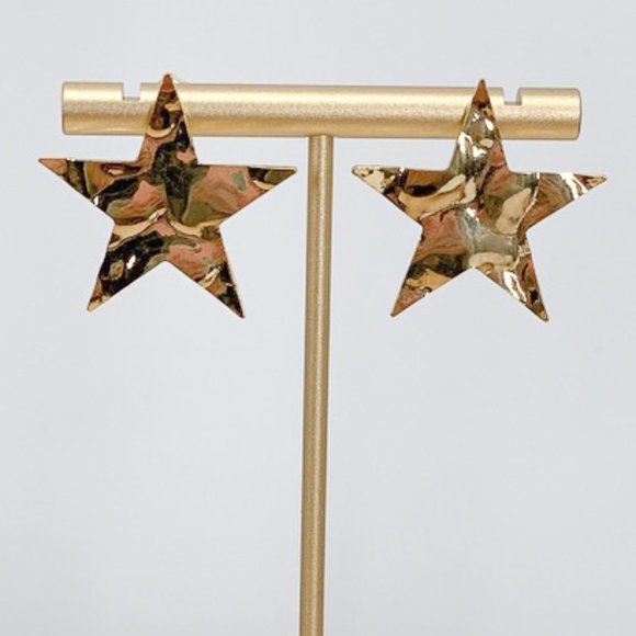 Jewelry - 3/$25 Gold hammered star post stud earrings